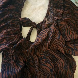 Brown and Black Animal Print Blouse